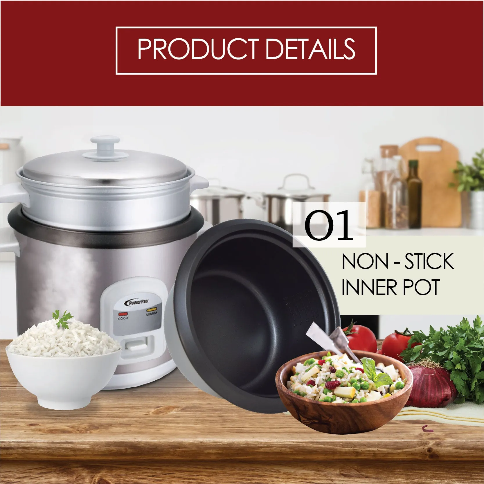 0.6L Rice Cooker with Steamer (PPRC62)