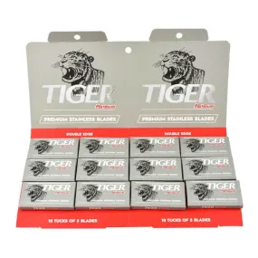 100 Tiger Platinum Double Edge Razor Safety Blades, Display Packaging