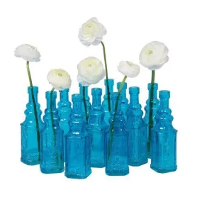 12 Pack | 6.5" Ella Turquoise Vintage Glass Bottle with Cork - DIY Wedding Flower Bud Vases