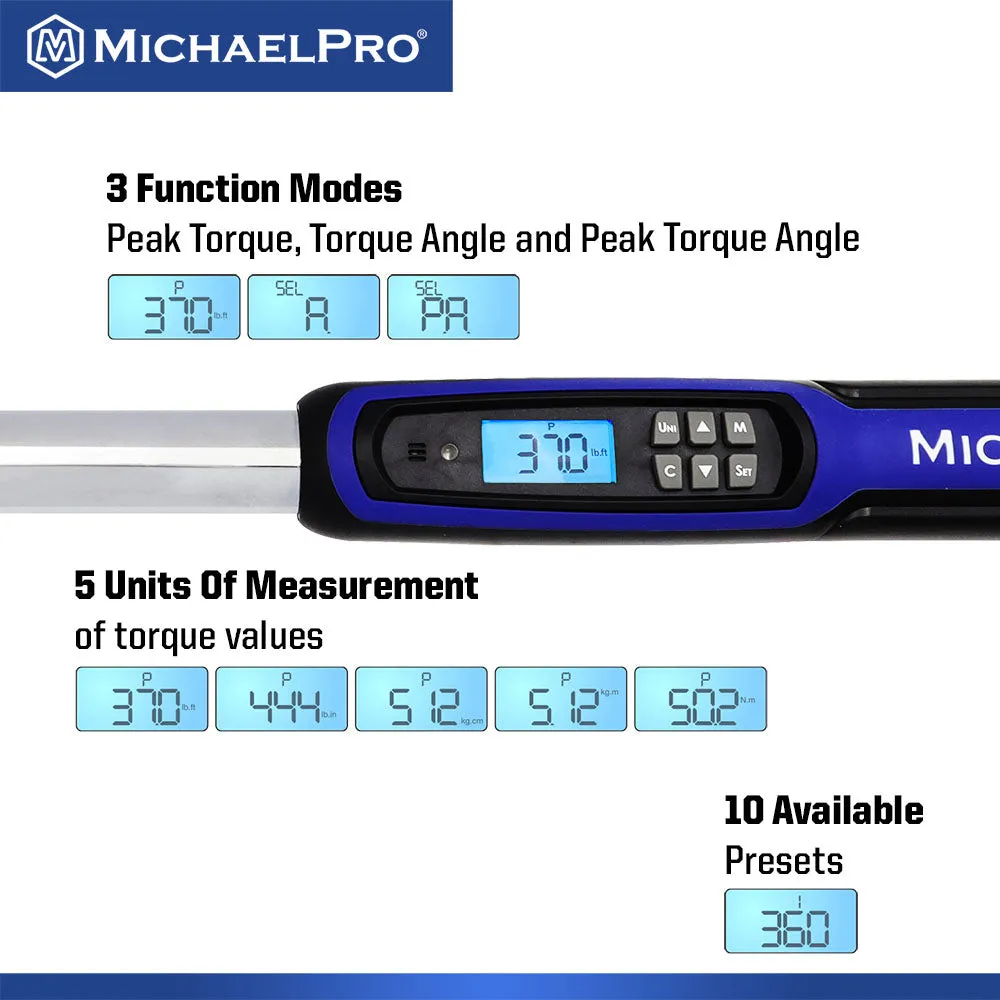 1/2" Drive Electronic Torque Wrench With Angle, 25 to 250 ft-lb (MP001225)