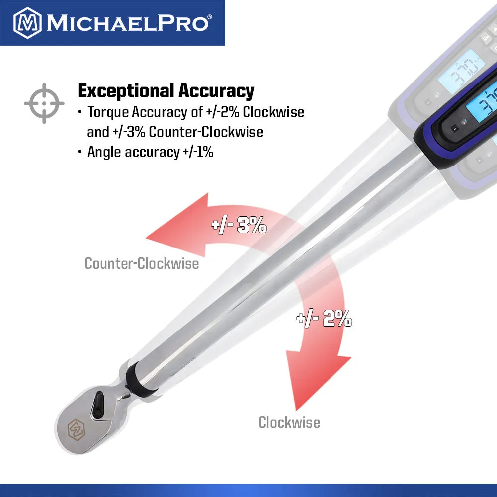 1/2" Drive Electronic Torque Wrench With Angle, 25 to 250 ft-lb (MP001225)