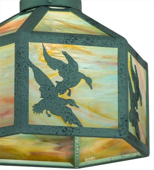 13"W Ducks In Flight Wildlife Fan Light Shade