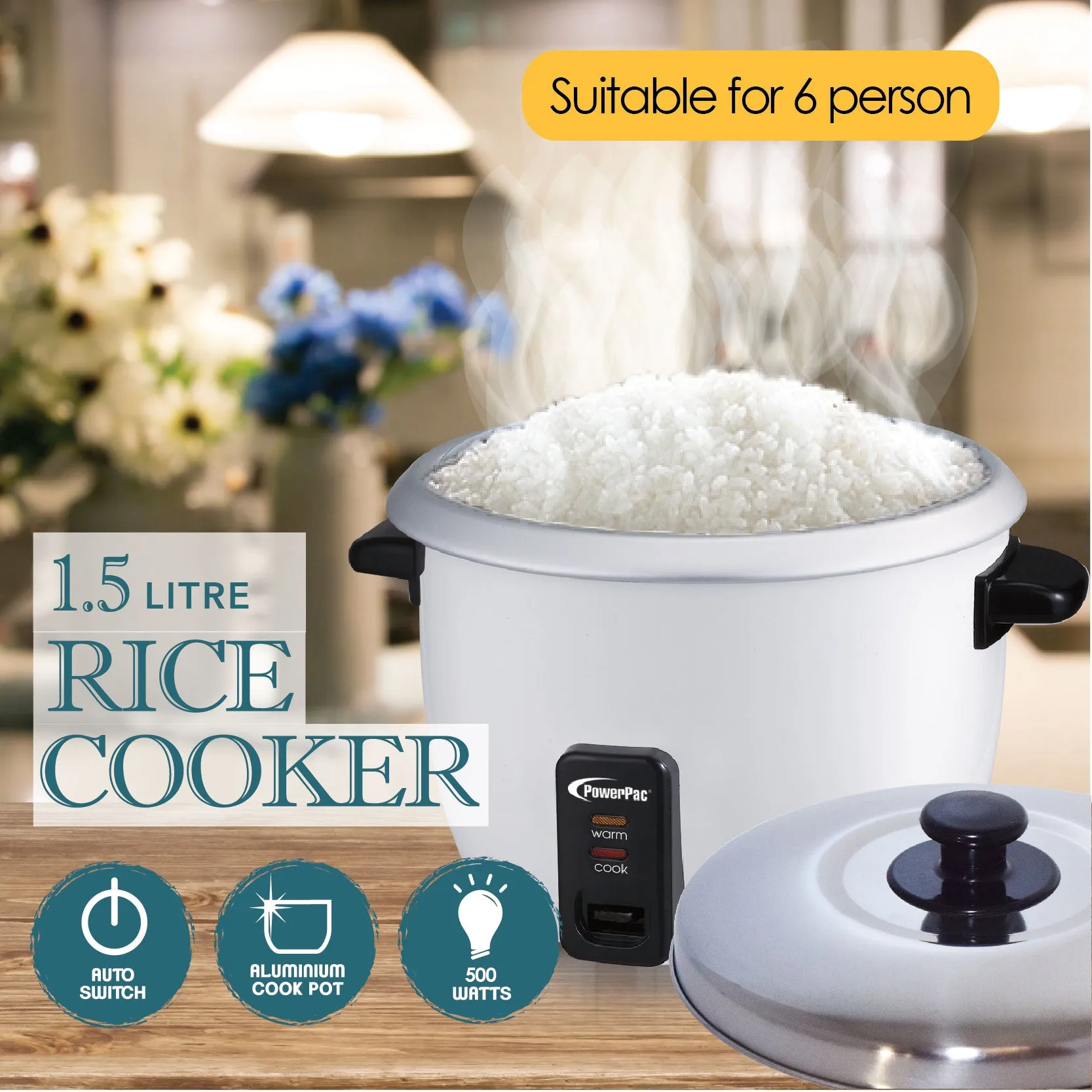 1.5L Rice Cooker with  Aluminium Inner Pot (PPRC6)