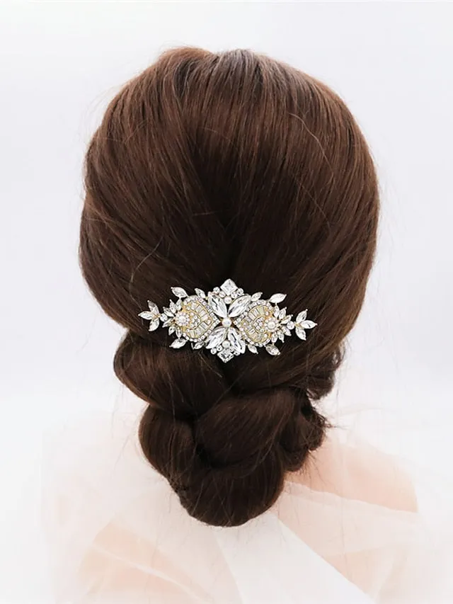 1pc Hair Combs Hairpin Comb For Wedding Party Evening Gift Date Creative Classic Rhinestone Alloy Silver Golden for Women