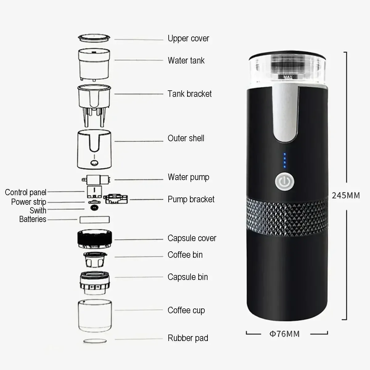 2024 Electric Capsule Coffee Machine – Portable & Versatile