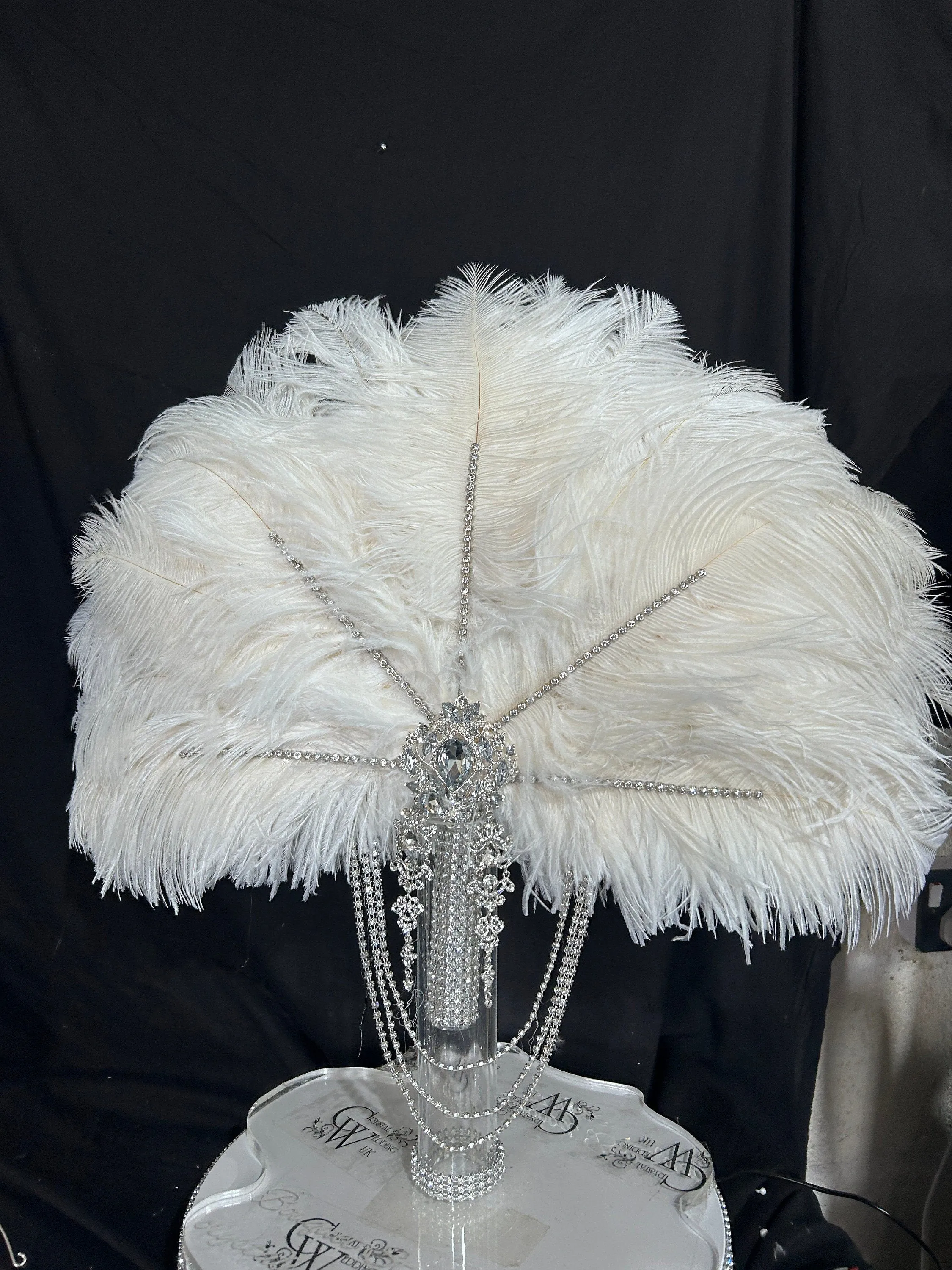 22" Wedding feather fan,ostrich fan, wedding hand fan, Great Gatsby  any colour -custom made to order by Crystal Wedding UK