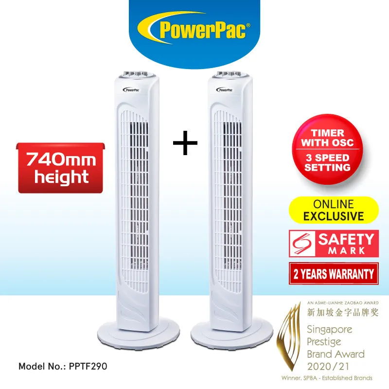 2Pcs x Tower Fan 29" with Oscillation & Timer (PPTF290)