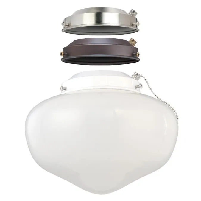 3-in-1 LED Schoolhouse Light Kit, Multi Finish Fitters, White Opal Glass, Damp Location, ENERGY STAR