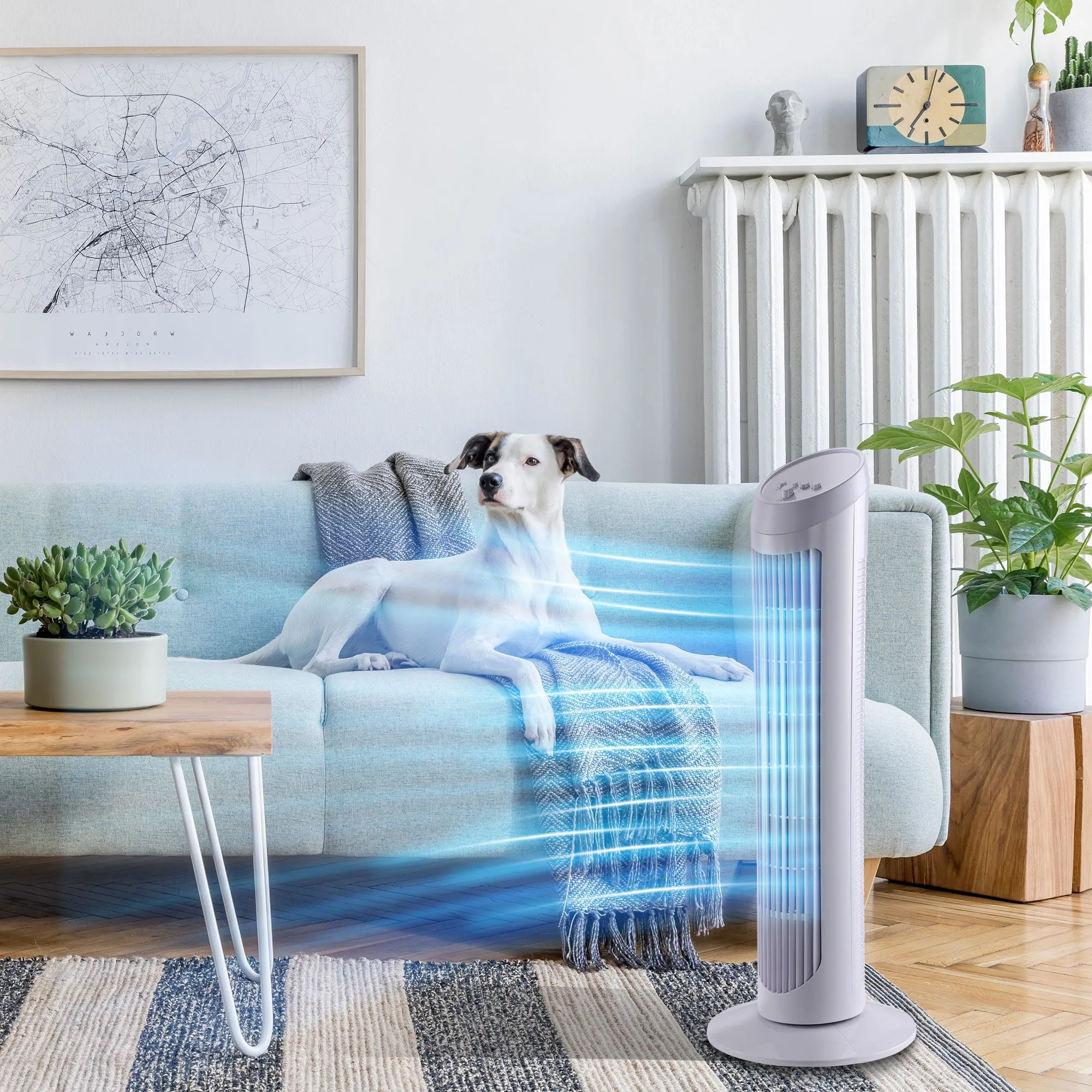 30" Oscillating Tower Fan 3 Speed Mode Ultra Slim Indoor Air Refresher Cooling Machine Noise Reduction - White