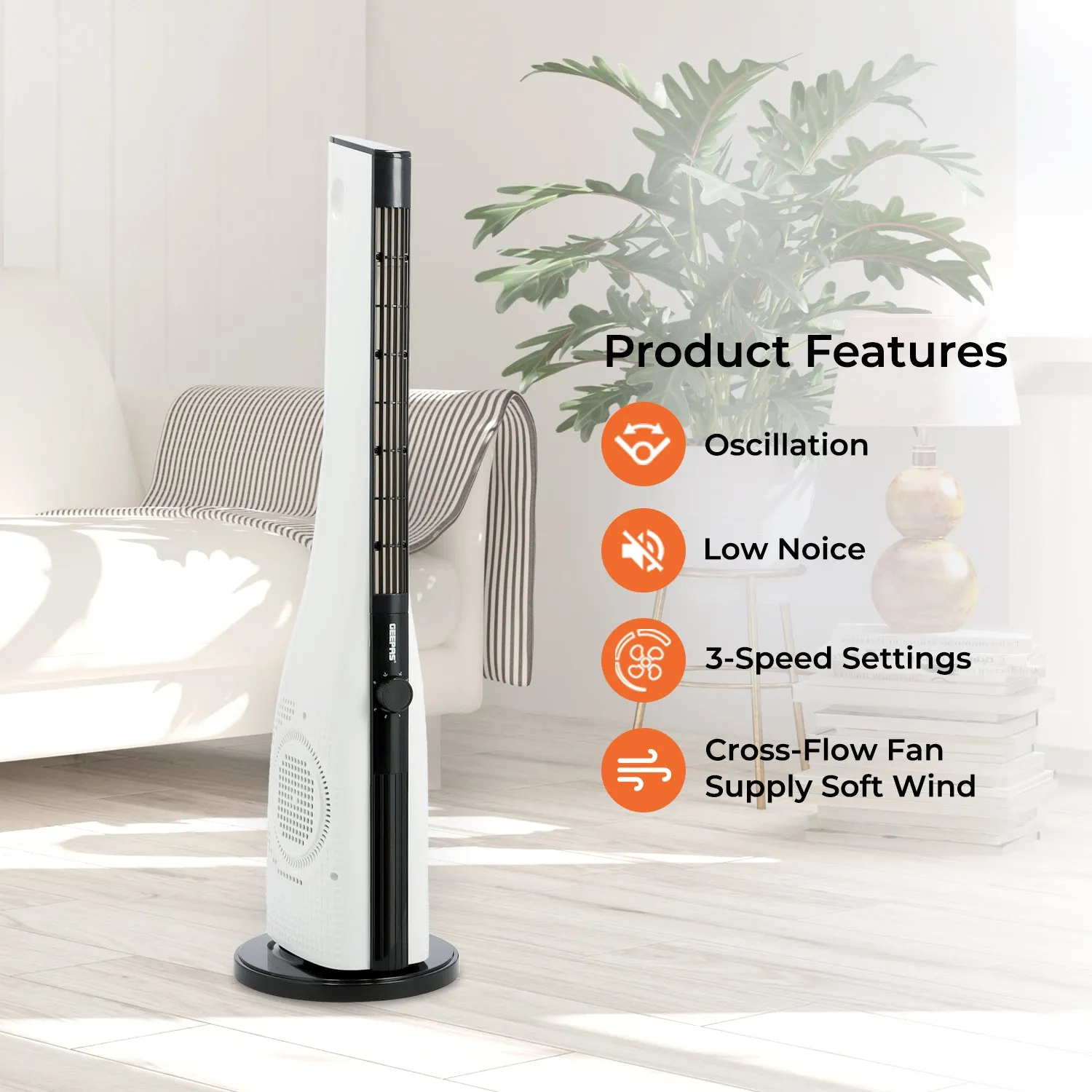 35" Slim Oscillating Tower Fan