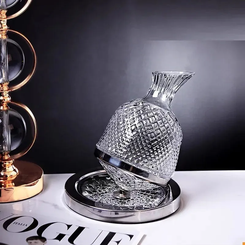 360 Rotating Crystal Glass Wine Decanter Tumbler