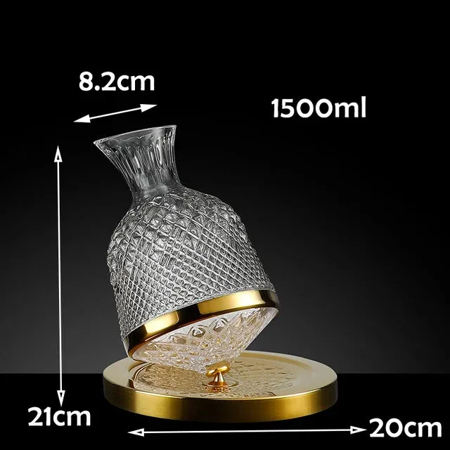 360 Rotating Crystal Glass Wine Decanter Tumbler