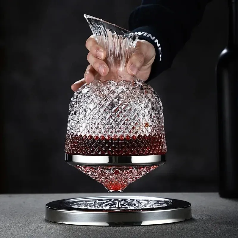 360 Rotating Crystal Glass Wine Decanter Tumbler