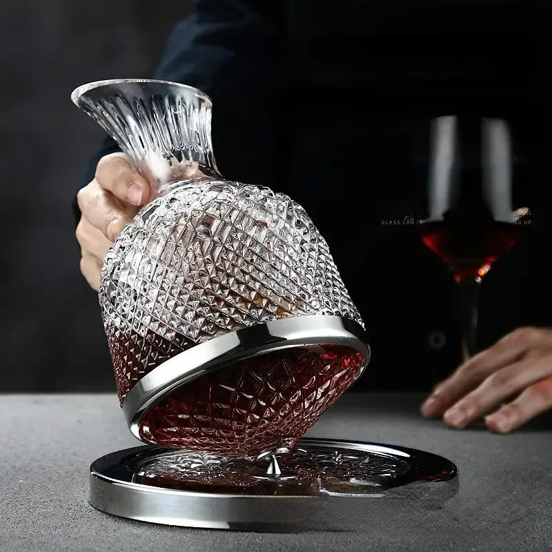 360 Rotating Crystal Glass Wine Decanter Tumbler