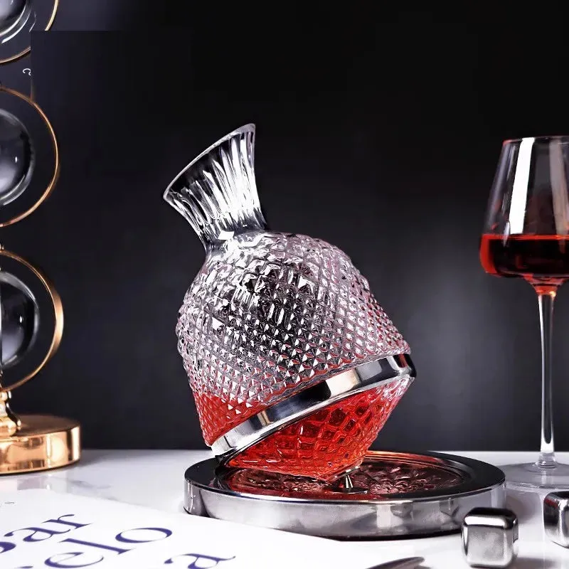 360 Rotating Crystal Glass Wine Decanter Tumbler