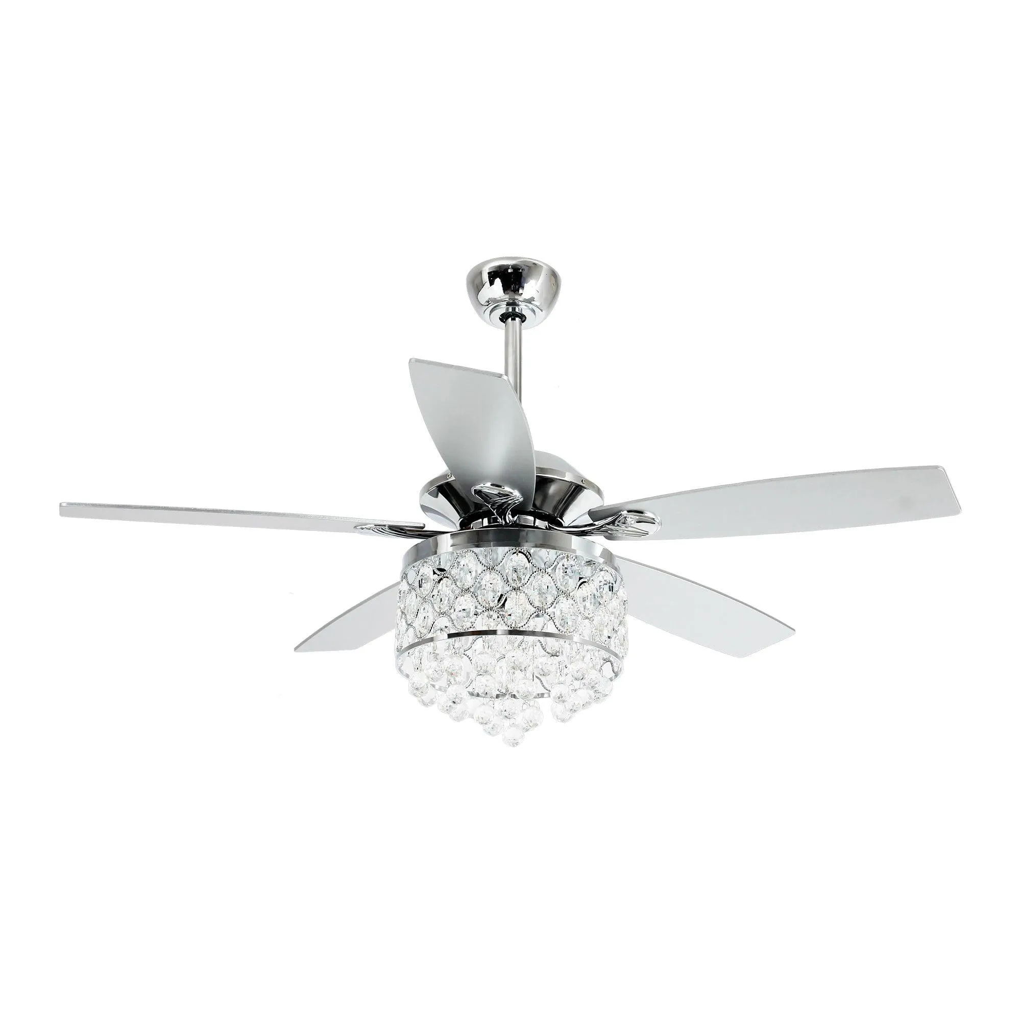 52" Berkshire Modern Downrod Mount Reversible Crystal Ceiling Fan with Lighting and Remote Control