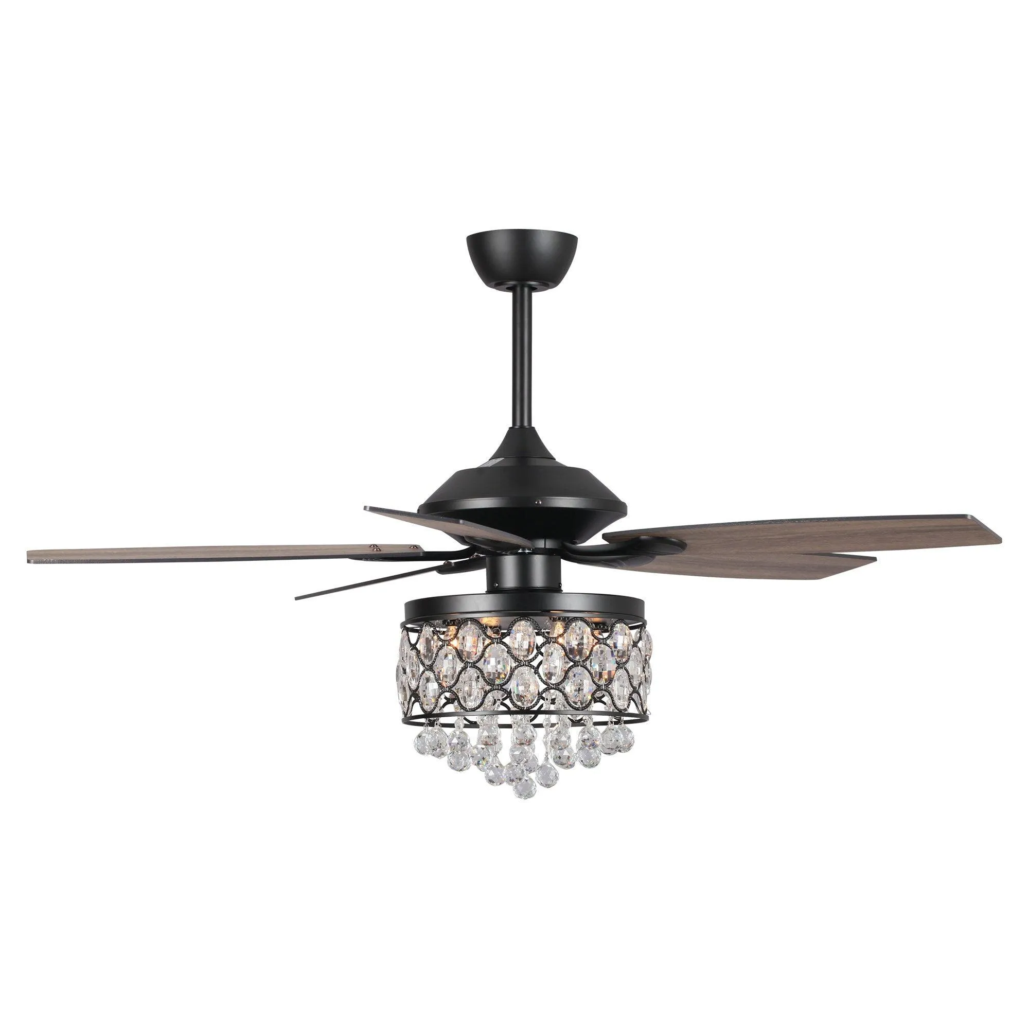 52" Berkshire Modern Downrod Mount Reversible Crystal Ceiling Fan with Lighting and Remote Control