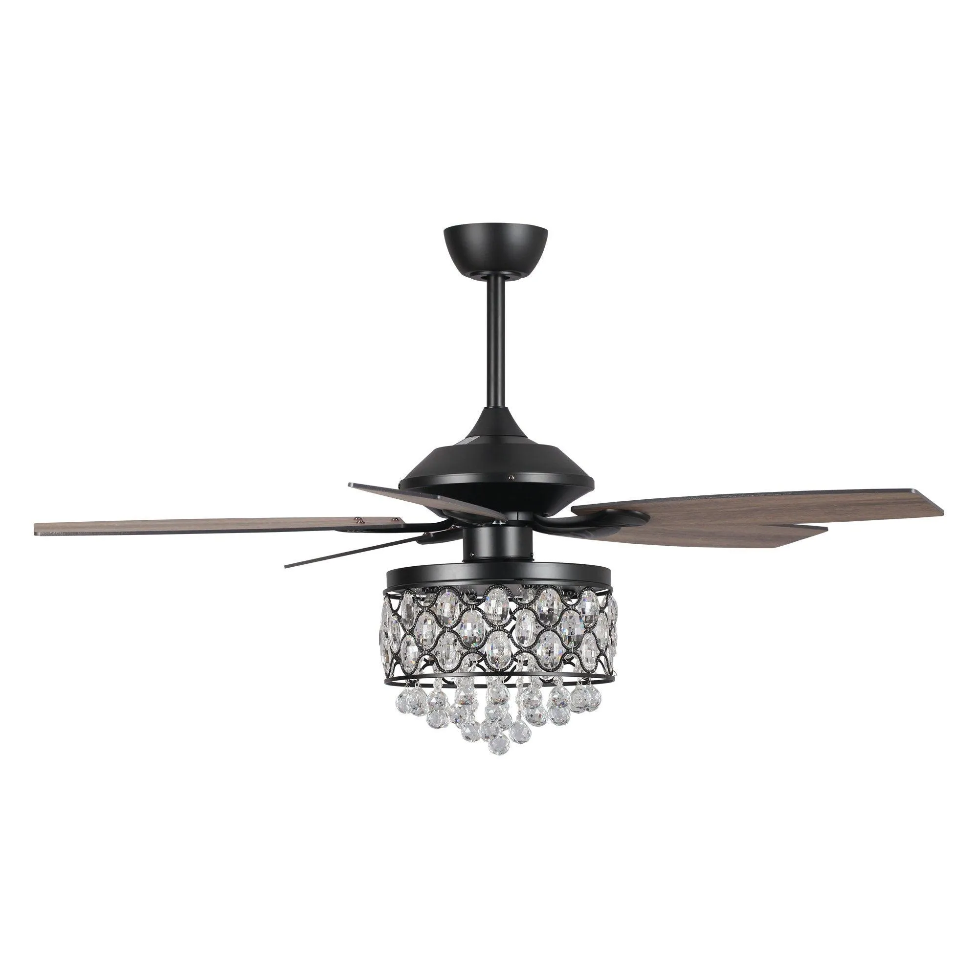 52" Berkshire Modern Downrod Mount Reversible Crystal Ceiling Fan with Lighting and Remote Control