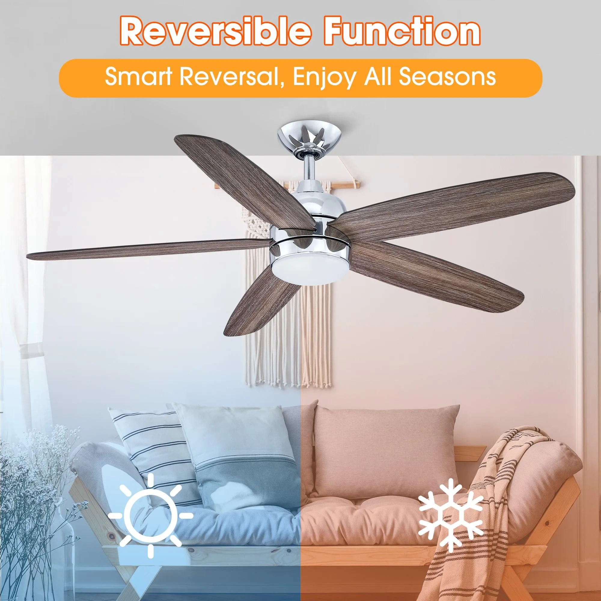 52" Dicken Farmhouse Downrod Mount Reversible Crystal Ceiling Fan with Lighting and Remote Control