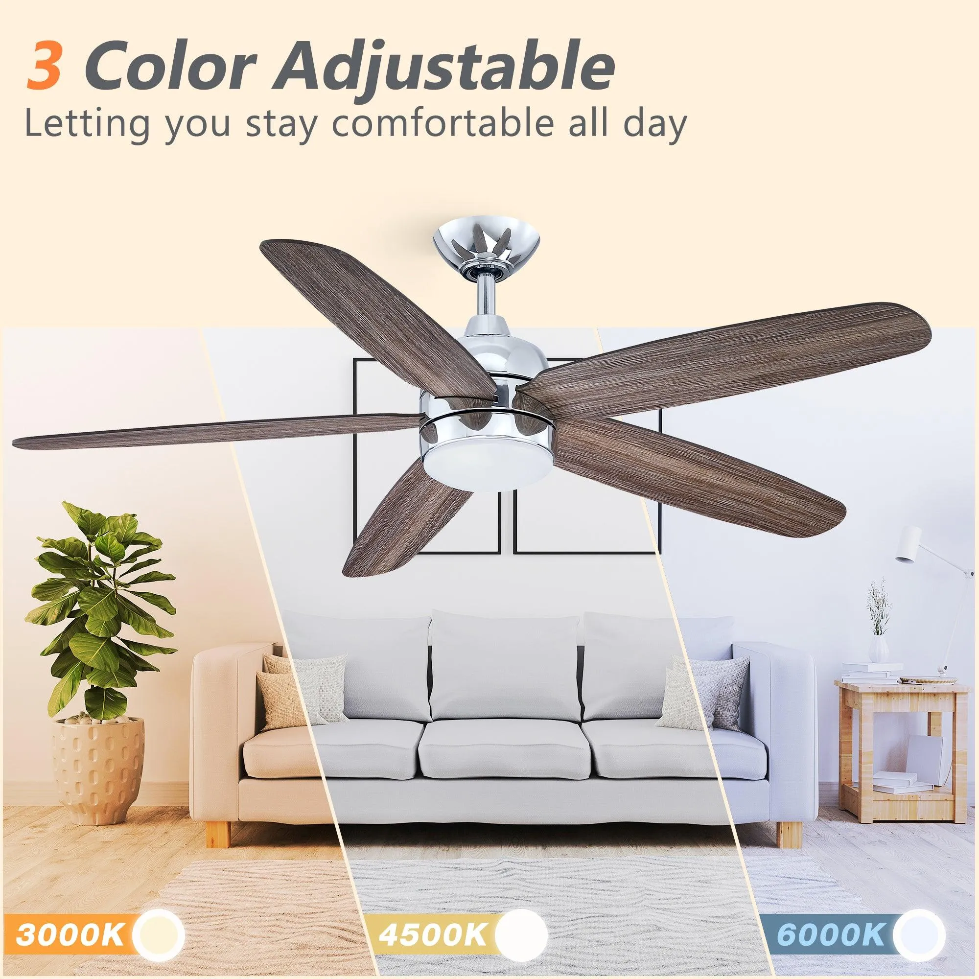 52" Dicken Farmhouse Downrod Mount Reversible Crystal Ceiling Fan with Lighting and Remote Control