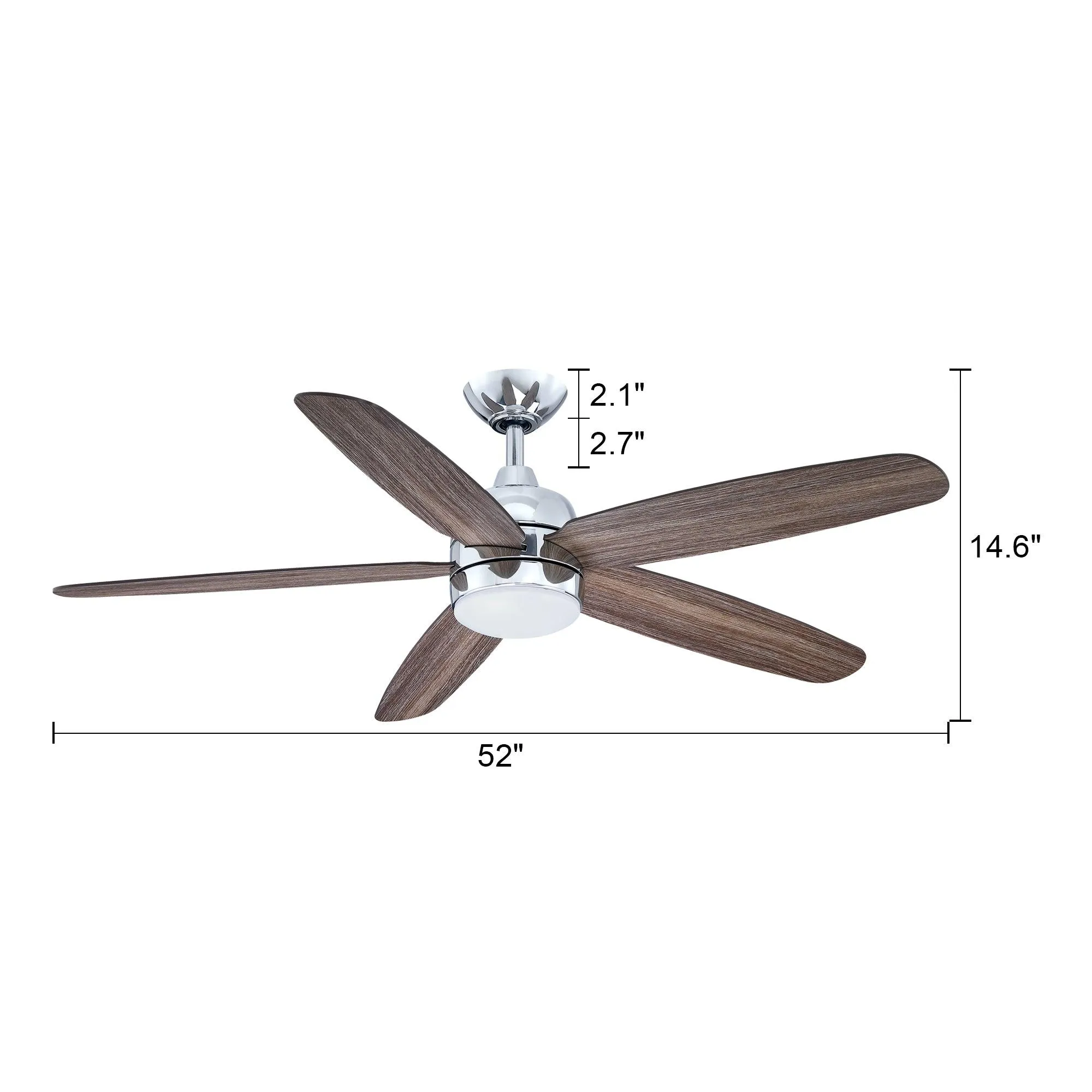 52" Dicken Farmhouse Downrod Mount Reversible Crystal Ceiling Fan with Lighting and Remote Control