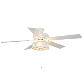 52"W Easton White 5-Blade LED Ceiling Fan