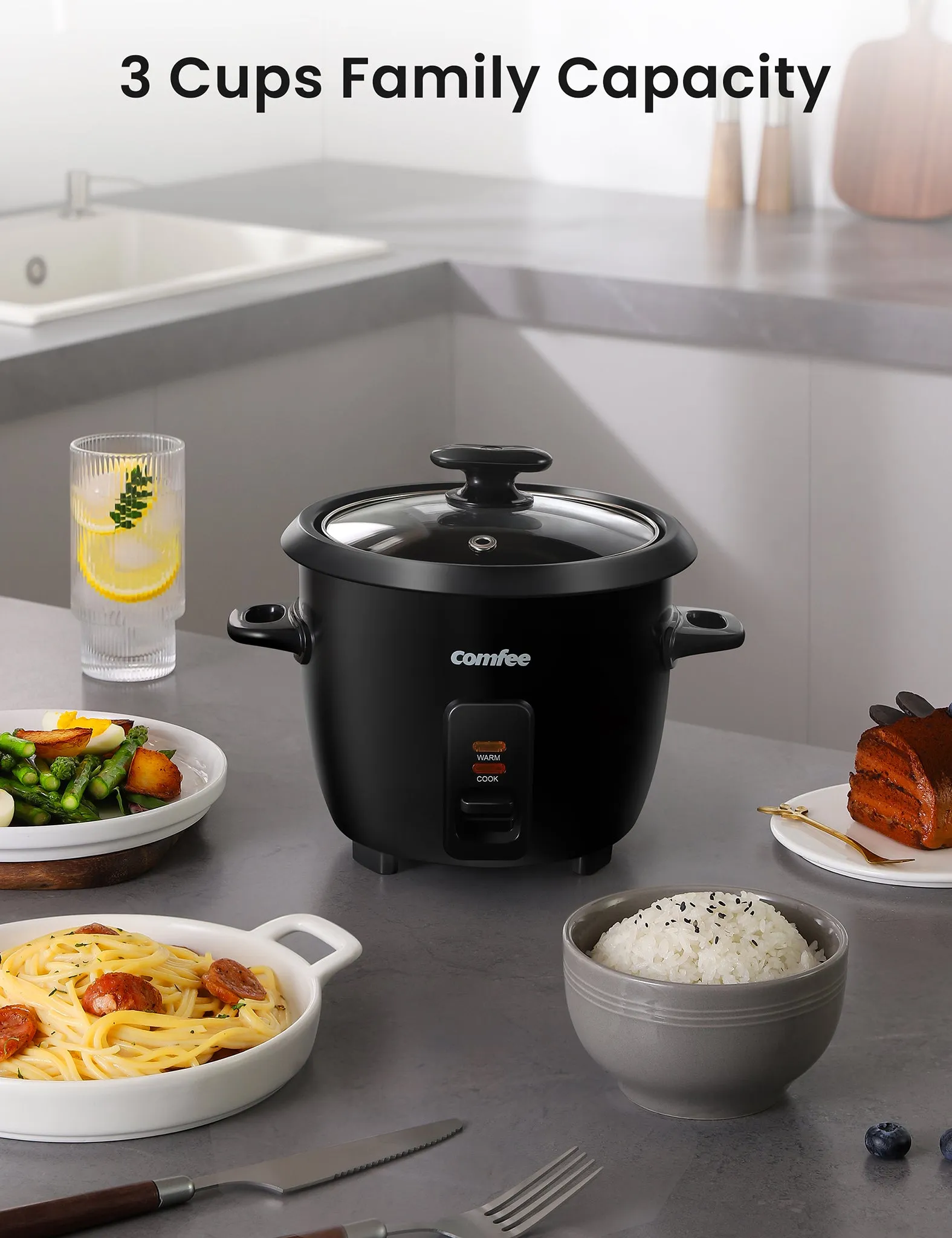 6 Cups Cooked Rice Cooker - Black