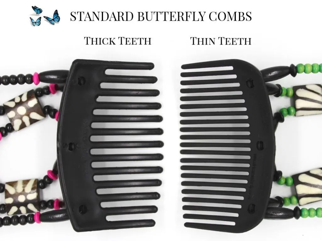 African Butterfly Hair Comb - Beada Black 128