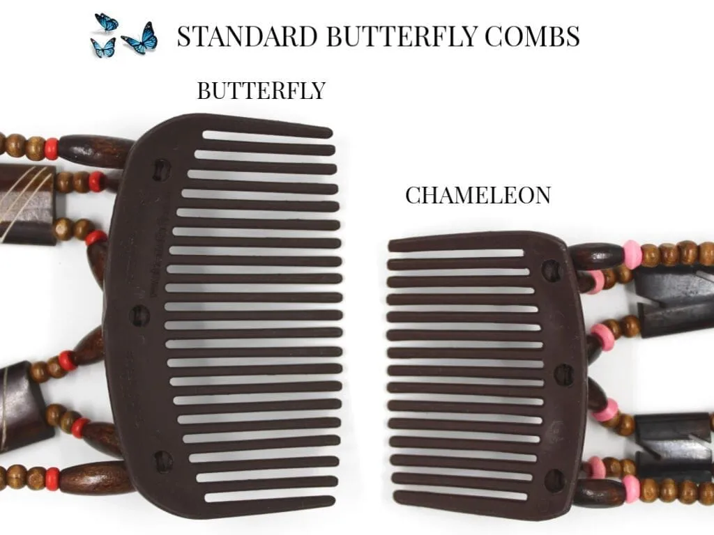 African Butterfly Hair Comb - Flowers Clear 68