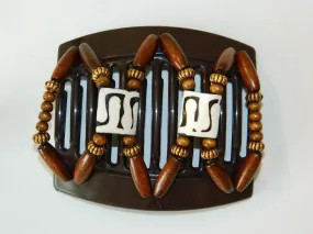 African Butterfly Thick Hair Comb - Stones & Bones Brown 07