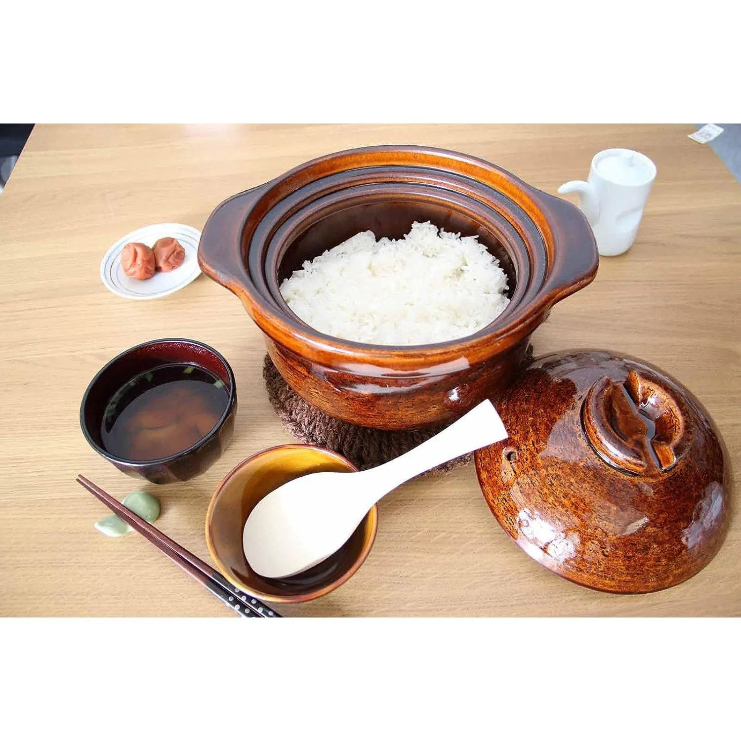 AIKA NAGATANIEN KAMADO SAN 3-Rice Cup Donabe Rice Cooker Clay Pot Stylish AME