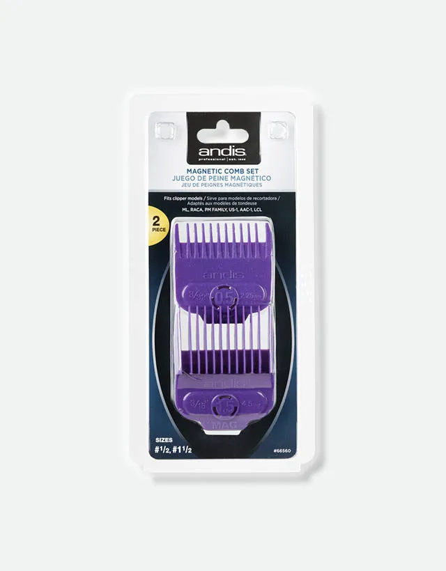 Andis - Single Magnetic Comb Set, Dual Pack 0.5 & 1.5