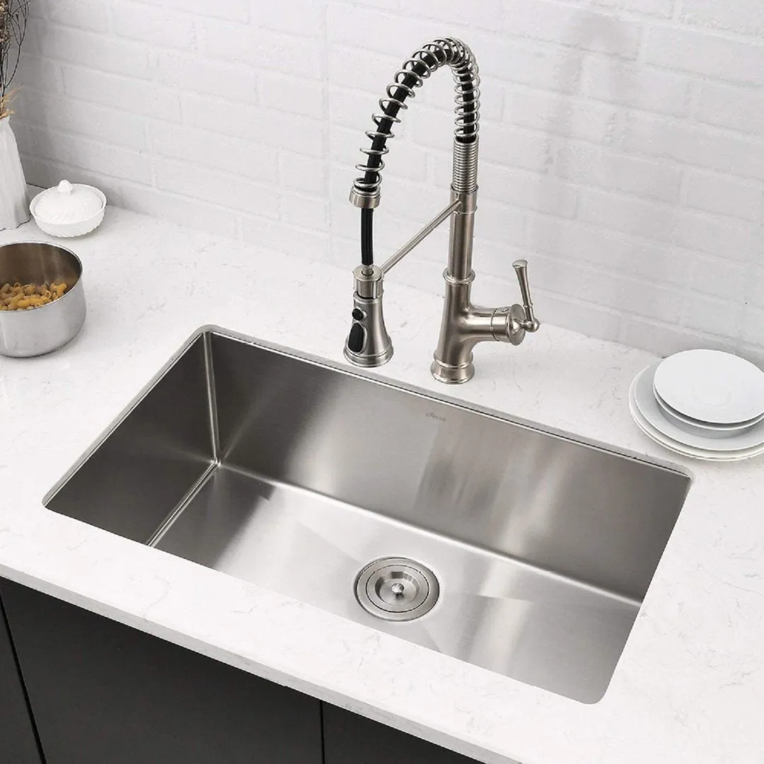 APPASO 30-Inch Single Bowl Kitchen Sink Undermount 16-Gauge Stainless Steel Handmade HS3018