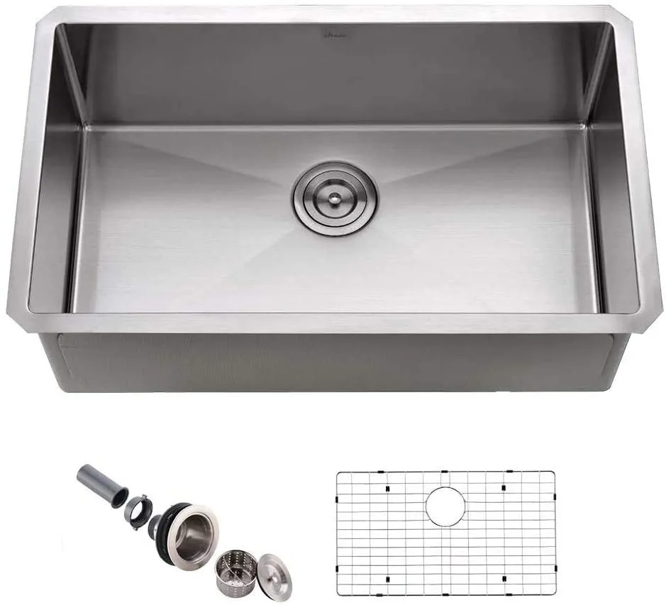 APPASO 30-Inch Single Bowl Kitchen Sink Undermount 16-Gauge Stainless Steel Handmade HS3018