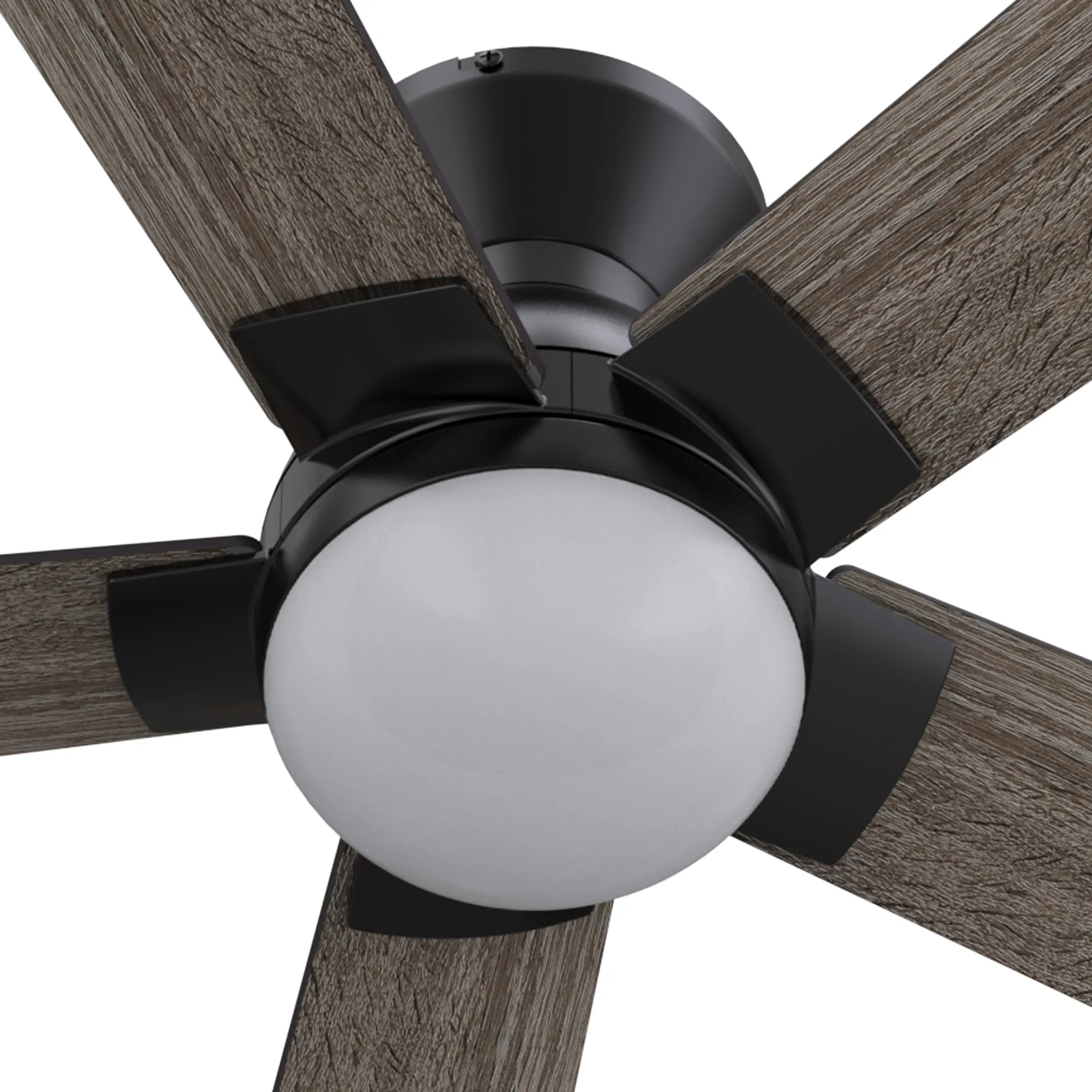 ASCENDER 52 inch 5-Blade Flush Mount Smart Ceiling Fan with LED Light & Remote Control - Black/Walnut & Barnwood (Reversible Blades)