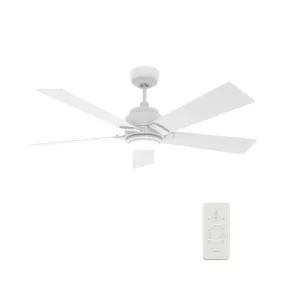 ASCENDER 60 inch 5-Blade Smart Ceiling Fan with LED Light & Remote Control - White/White