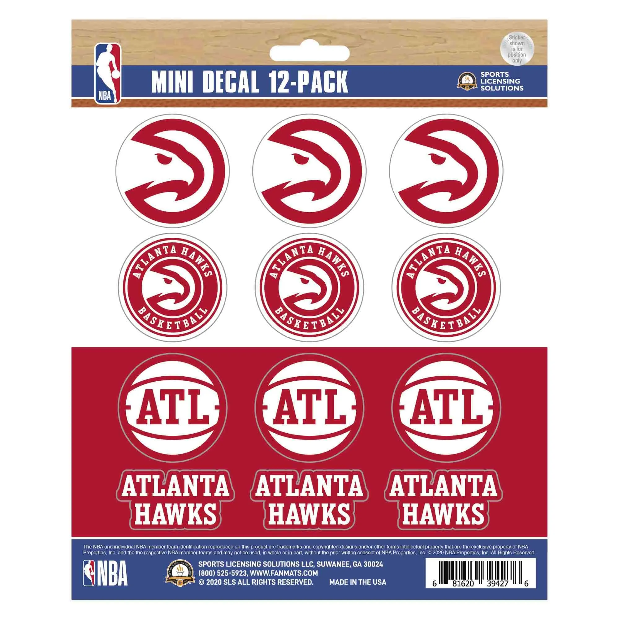 Atlanta Hawks 12 Count Mini Decal Sticker Pack