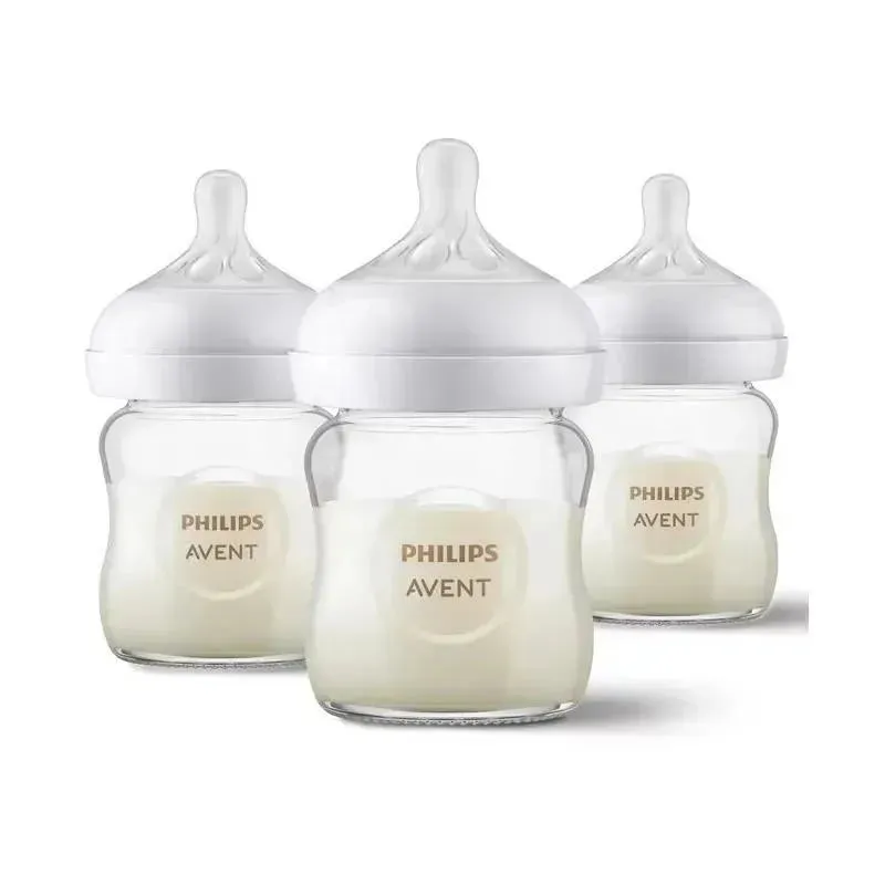 Avent - 3Pk Glass Natural Baby Bottle With Natural Response Nipple, 4Oz