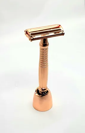 Bare & Co. - Long Handle Butterfly Safety Razor - Rose Gold (with Stand)