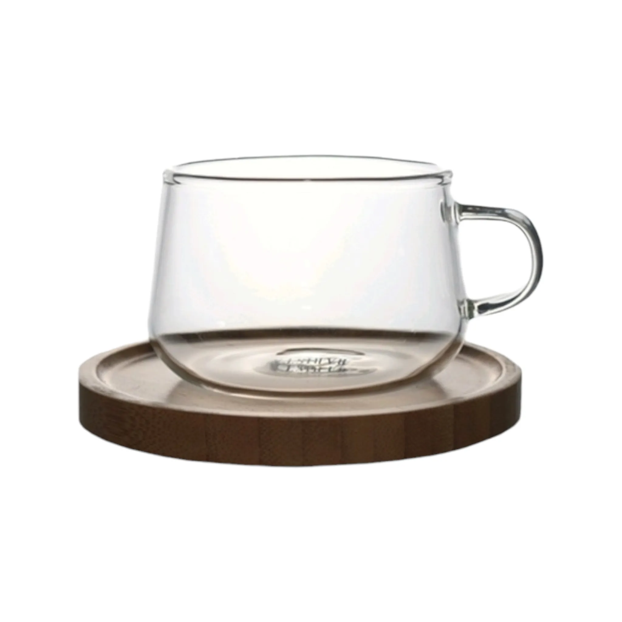 Barista 230ml Borosilicate Café Tea Coffee Cup & Bamboo Saucer 11405