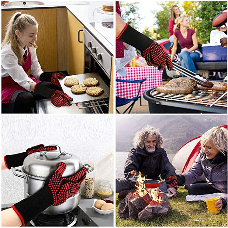 BBQ Flame Retardant Fire Heat and Cut Resistant Cooking Gloves 2 PCS