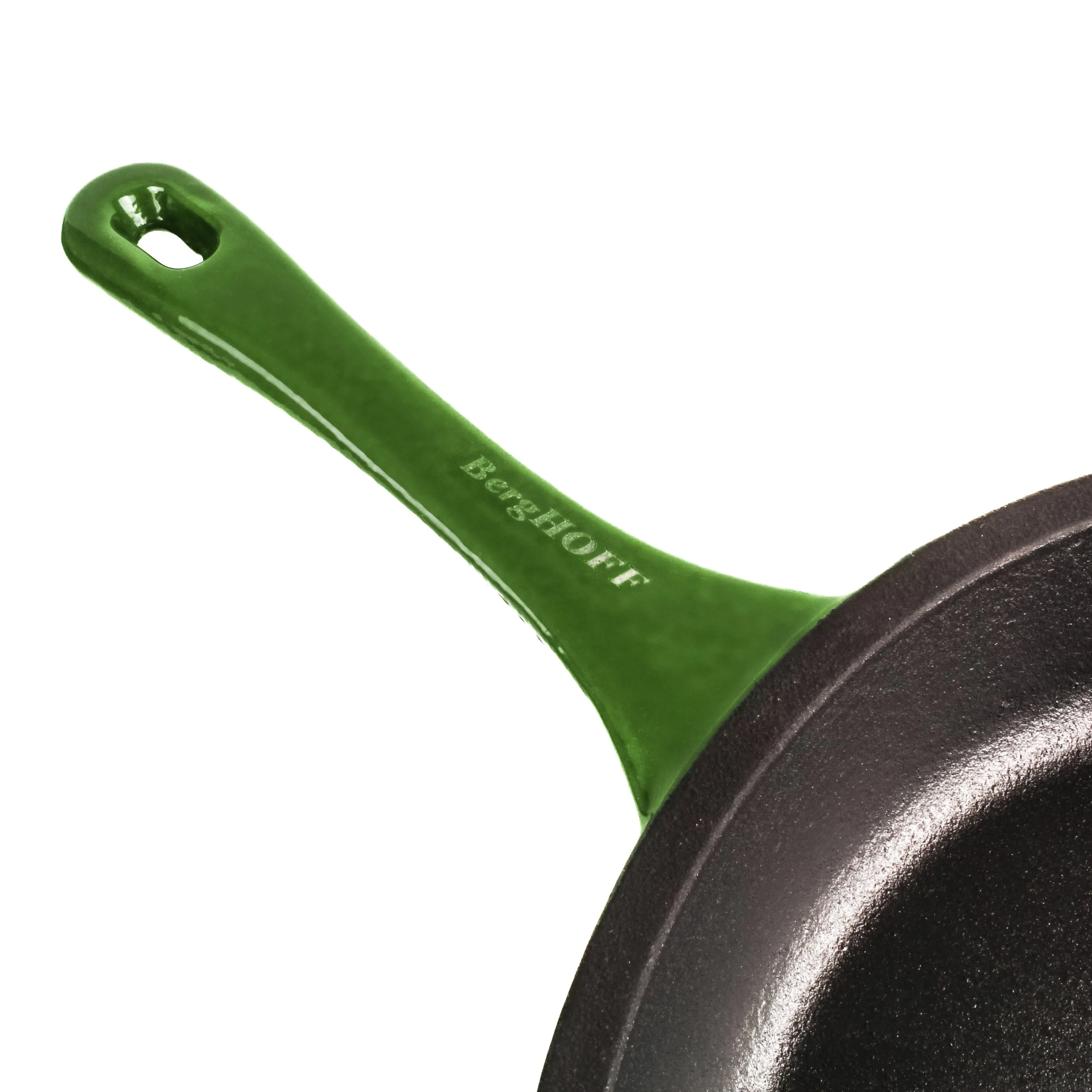 BergHOFF Neo 3pc Cast Iron Cookware Set, Fry Pan & Round Dutch Oven, Green