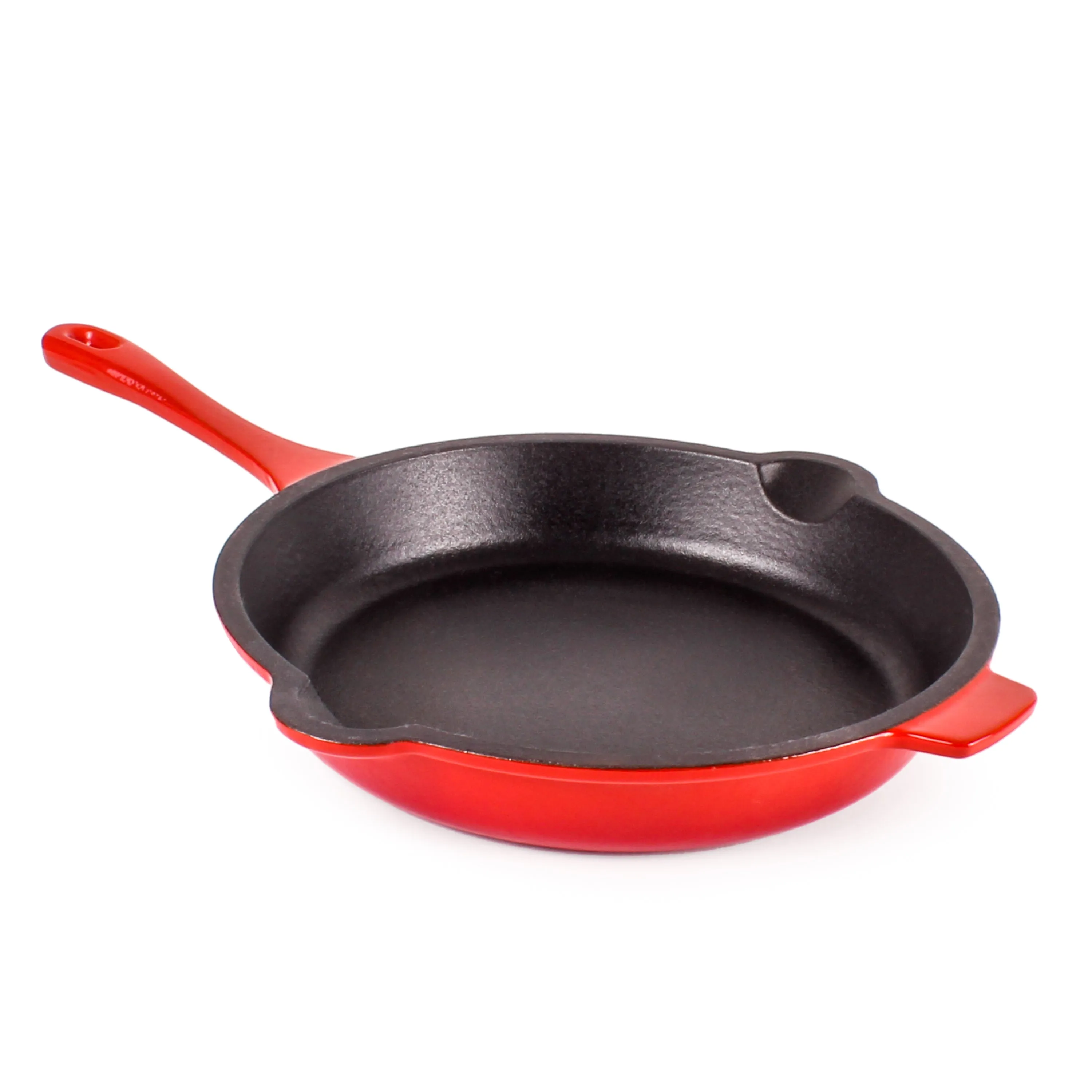 BergHOFF Neo 4pc Cast Iron Cookware Set, Grill Pan, Fry Pan & Oval Dutch Oven, Red