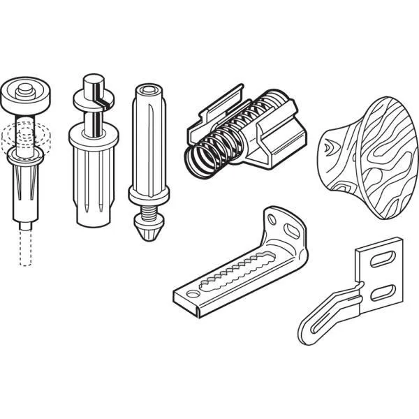 Bi-Fold Dr Repair Kit, For 7/8 In. Wide Trk, Pivots And Gds