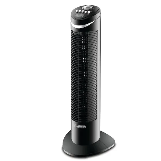 Black Decker 3 Speed Tower Fan with Timer and Oscillation, 50W Black, TF50-B5