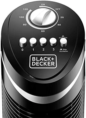 Black Decker 3 Speed Tower Fan with Timer and Oscillation, 50W Black, TF50-B5