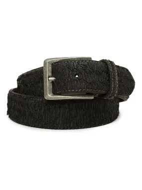 Black Razor-cut Leather Belt By Art N Vintage