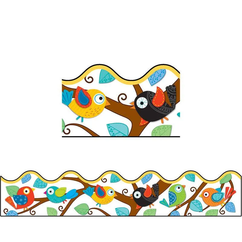 BOHO BIRDS SCALLOPED BORDERS