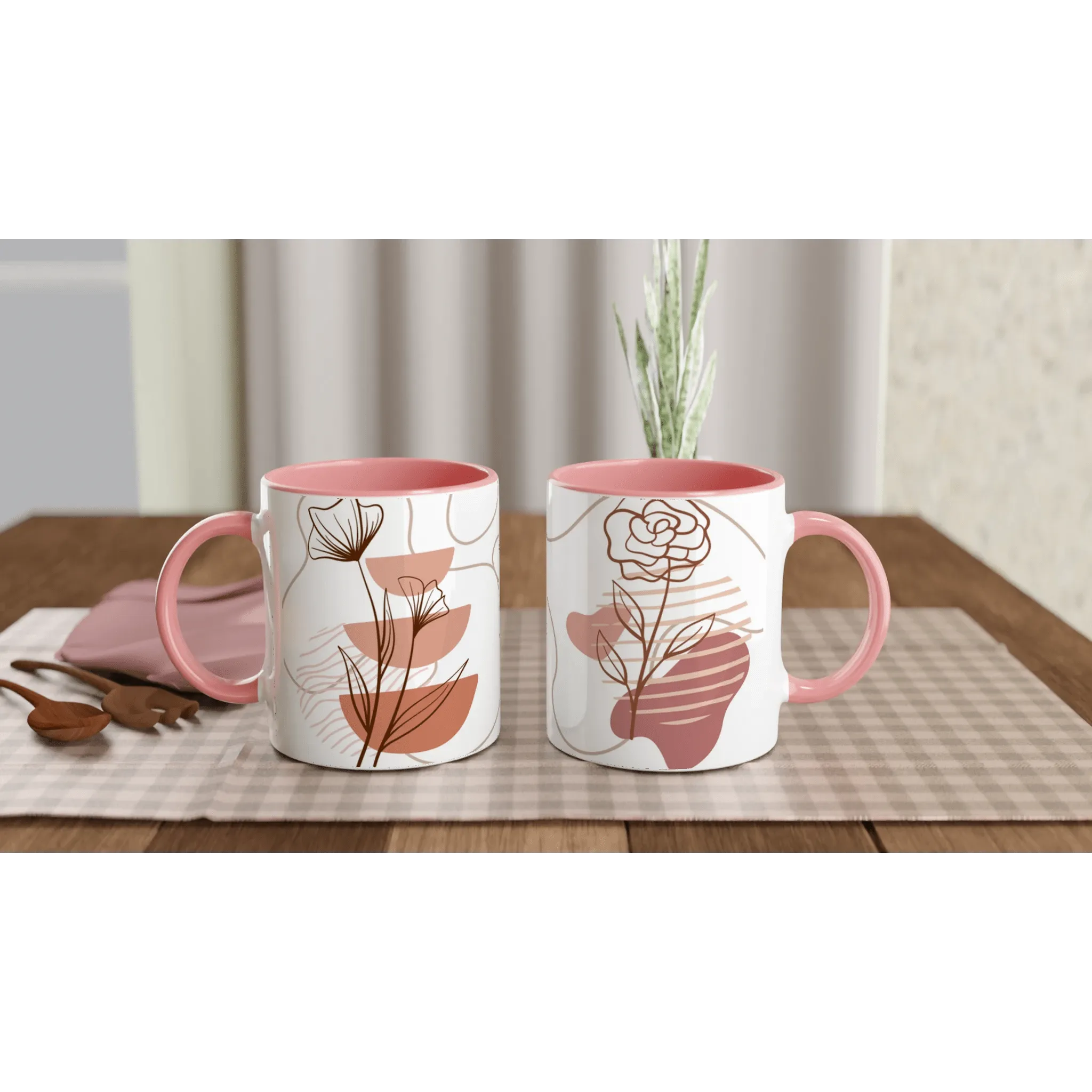 Boho Flower Aesthetic Pink Ceramic Mug