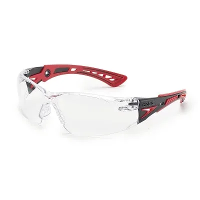 Bolle Safety 41080 RUSH   CLEAR PC ASAF - PLATINUM/BLACK & RED